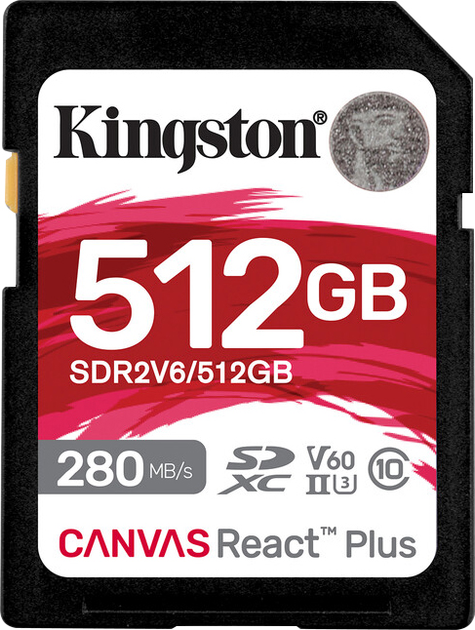 Karta pamięci Kingston SDXC 512GB Canvas React Plus Class 10 UHS-II U3 V60 (SDR2V6/512GB) - obraz 1