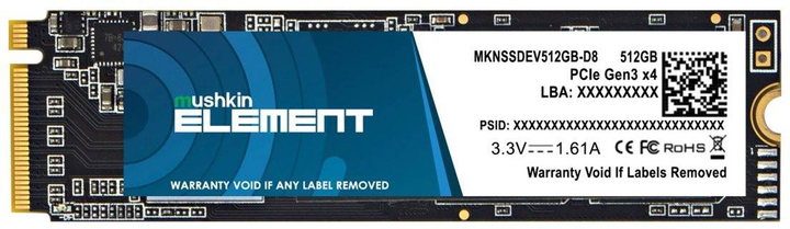 Dysk SSD Mushkin Element 512GB M.2 2280 PCIe 3.0 x4 TLC (MKNSSDEV512GB-D8) - obraz 1