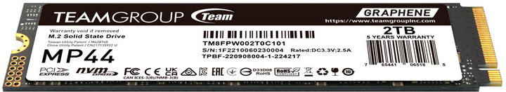 Dysk SSD Team Group MP44 2TB M.2 2280 PCIe 4.0 x4 3D NAND QLC (TM8FPW002T0C101) - obraz 2