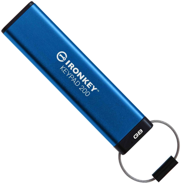 Флеш пам'ять USB Kingston IronKey Keypad 200 128GB USB 3.2 Blue (IKKP200/128GB) - зображення 1