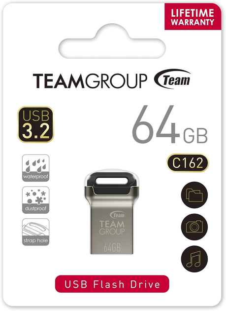 Флеш пам'ять USB Team Group C162 USB 3.1 64GB Metal (TC162364GB01) - зображення 2