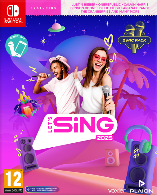 Гра Nintendo Switch Let's Sing 2025 + 2 мікрофона (Картридж) (4020628582043) - зображення 1