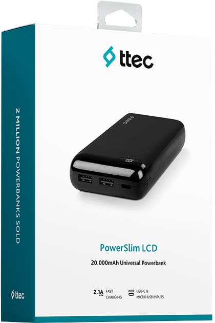 УМБ Ttec PowerSlim 20000 mAh 10.5W Black (2BB184S) - зображення 2