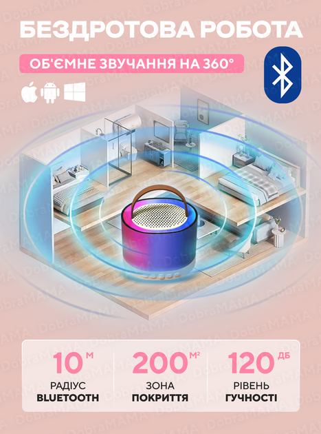 Караоке для дітей і два бездротові мікрофони з bluetooth / дитячий набір караоке нічник з підсвічуванням / колонка блютуз бездротовий 9657 DobraMAMA Рожевий 73319 - зображення 8