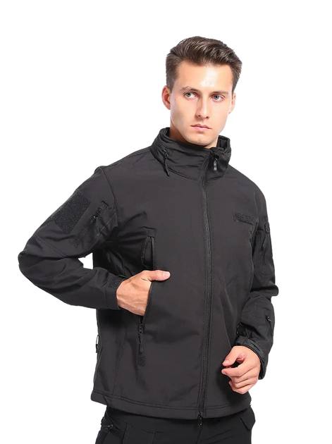 Водонепроницаемая тактическая куртка SOFTSHELL с флисом Solve Black KT6000801 размер S - изображение 2