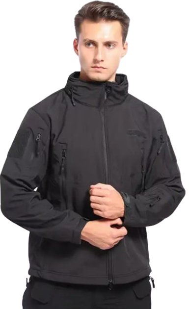 Водонепроникна тактична куртка SOFTSHELL із флісом Solve Black KT6000801 розмір XL - зображення 1