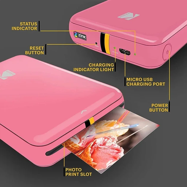Портативний фотопринтер Kodak Step Pink [107185] - изображение 3