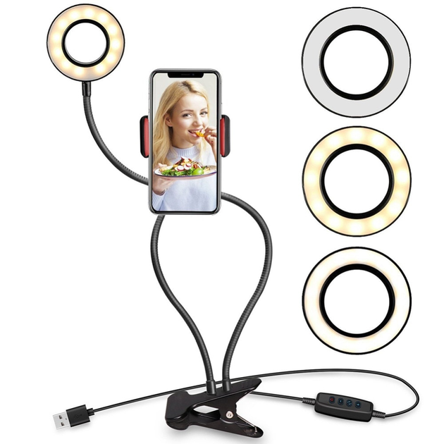 Кольцевая LED-лампа AC Prof Led Ring с держателем для телефона на прищепке [75766] - изображение 2