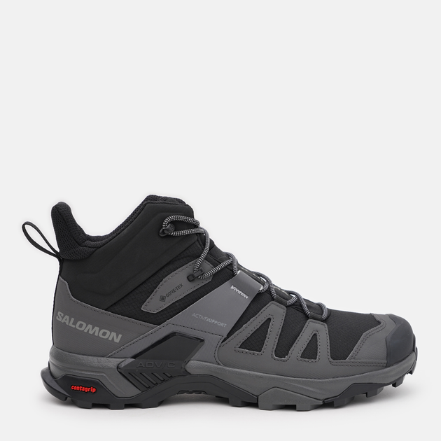 Акція на Чоловічі черевики з Gore-Tex Salomon X Ultra 4 Mid Gtx L41383400 46.5 (12US) 30 см Чорні від Rozetka