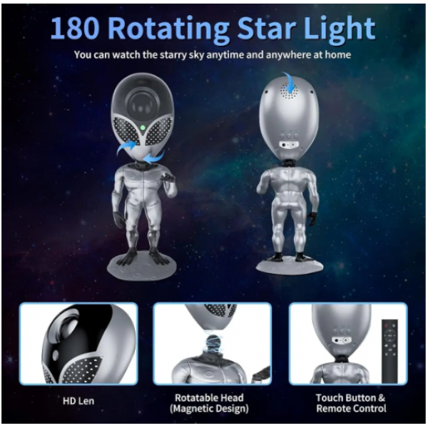 Лазерный ночник проектор звёздного неба Пришелец Инопланетянин TOPA Star Projector night light AlienSun с функцией повторения слов - изображение 3