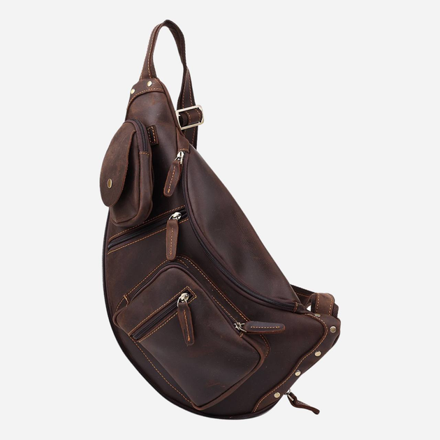 Сумка-слинг мужская кожаная Vintage leather-20373 Коричневая ...