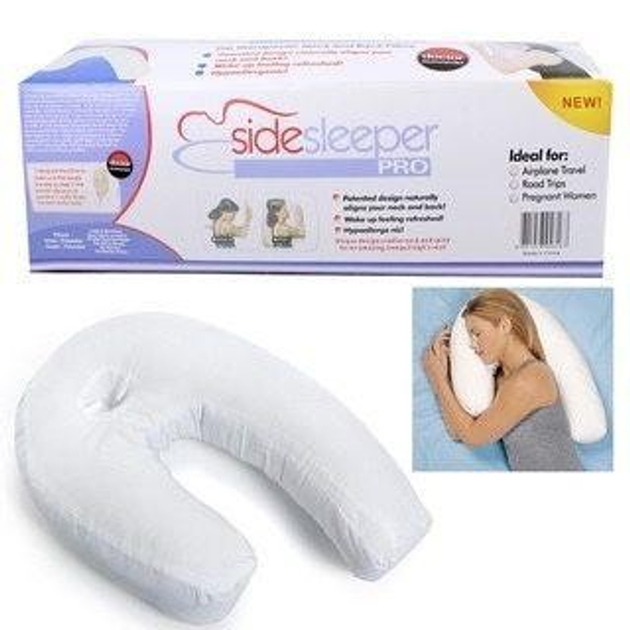 Анатомическая подушка Side Sleeper ортопедическая подушка для сна в виде подковы Белая (КМ-1527) - Фото 2 Анатомическая подушка Side Sleeper ортопедическая подушка для сна в виде подковы Белая (КМ-1527) - изображение 2