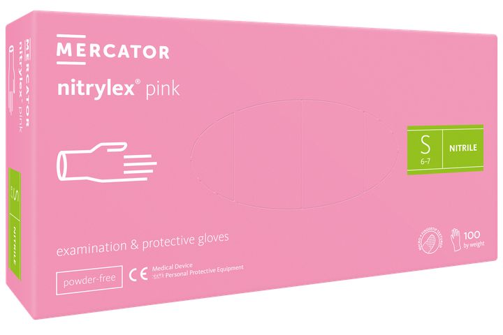 Нитриловые перчатки Mercator Nitrylex Pink S розовые 50 пар - изображение 1