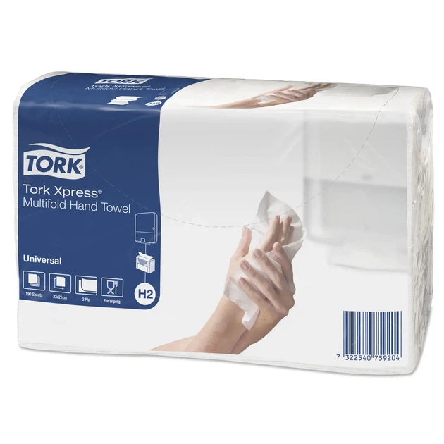 Рушники для рук Tork Xpress Universal 2 шари 190 листів (H2 - Multifold) 1 шт - Фото 1 Рушники для рук Tork Xpress Universal 2 шари 190 листів (H2 - Multifold) 1 шт - зображення 1