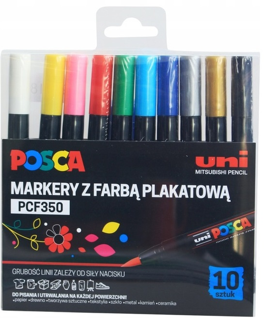 Zestaw markerów wielokolorowych Uni Posca Uni do plakatów 10 szt (5906340928392) - obraz 1