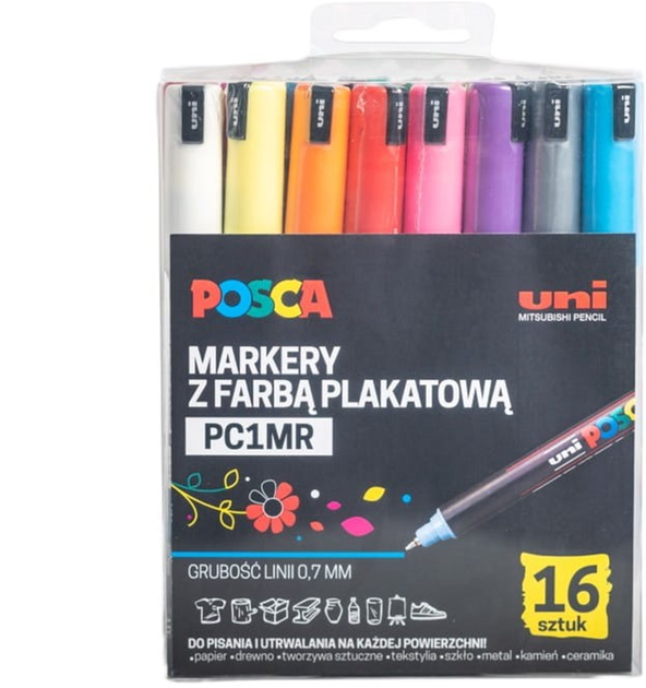 Набір різнокольорових маркерів Uni Posca PC-1MR 16 шт (5906340928316) - зображення 1