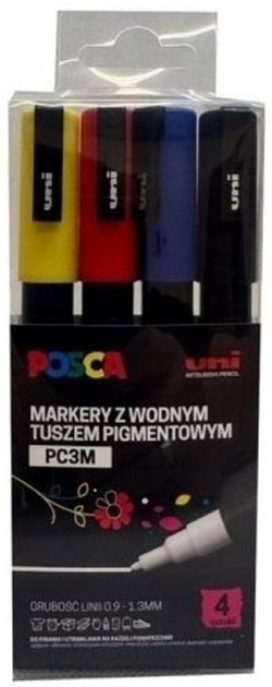 Zestaw markerów wielokolorowych Uni Posca PC-3M 4 szt (5906340928491) - obraz 1