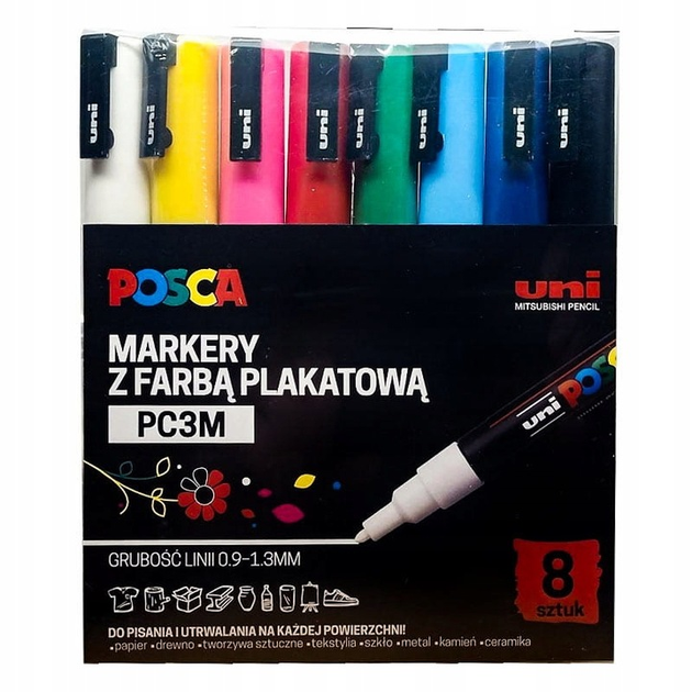 Zestaw markerów wielokolorowych Uni Posca PC-3M 8 szt (5906340928323) - obraz 1