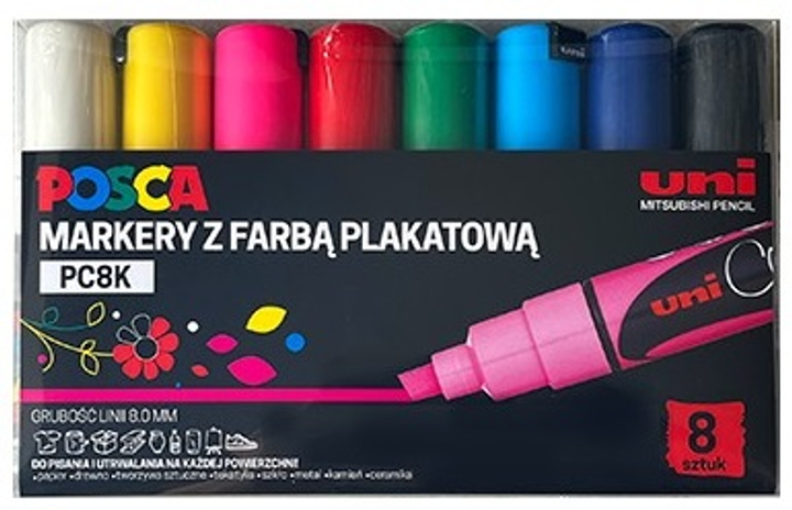 Набір різнокольорових маркерів Uni Posca PC-8K 8 шт (5906340928361) - зображення 1