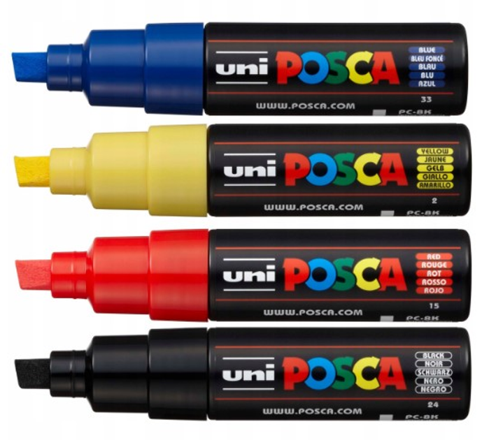 Набір різнокольорових маркерів Uni Posca PC-8K 4 шт (5906340928507) - зображення 2