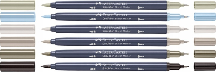 Набір двосторонніх маркерів Faber-Castell Goldfaber Sketch Architecture 6 шт (4005401648079) - зображення 2