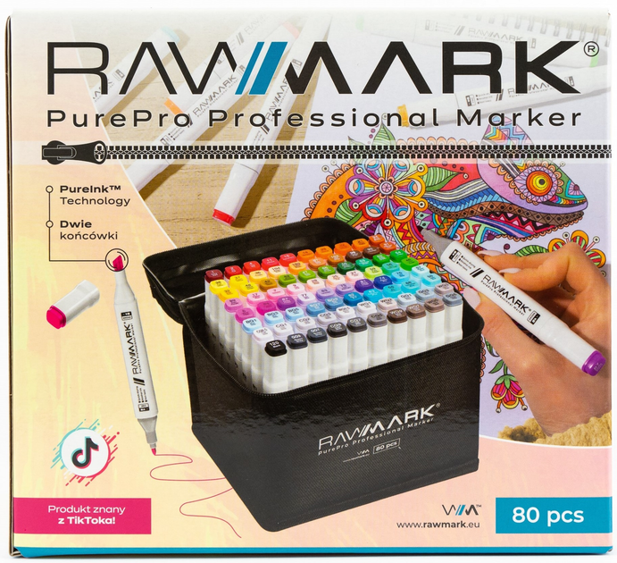 Набір спиртових маркерів Rawmark PurePro в чохлі 80 шт (5907587802612) - зображення 2