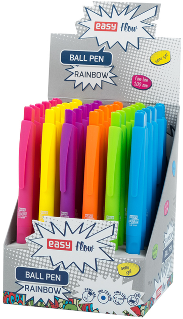 Zestaw długopisów żelowych Easy Stationery Rainbow Automatyczne Niebieski 36 szt (5902693246039) - obraz 1