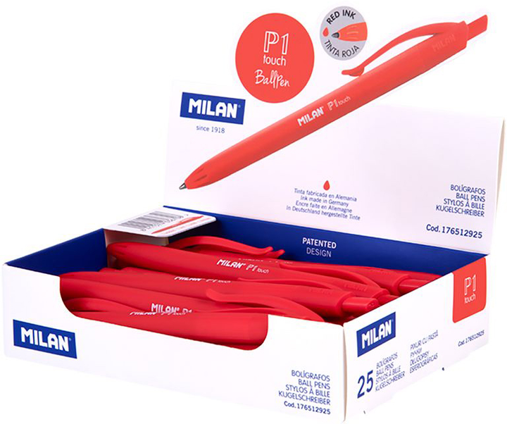 Набір ручок Milan P1 Rubber Touch Червоні 25 шт (8411574036630) - зображення 1