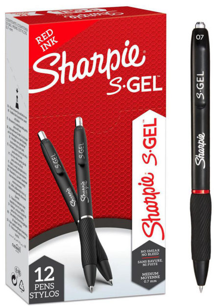 Zestaw długopisów żelowych Sharpie S-Gel Czerwone 12 szt (3026981365997) - obraz 1