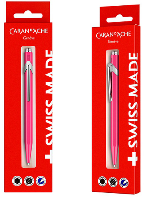 Кулькова ручка Caran d'Ache 849 Fluo line Рожевий корпус Синя (7630002343893) - зображення 2