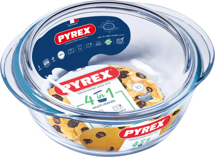 Форма Pyrex термостійка 4 в 1 з кришкою кругла 1.3 л (3426470261524) - зображення 3