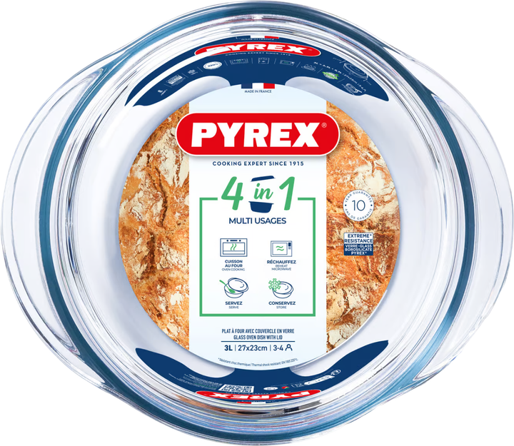 Naczynie Pyrex żaroodporne 3 w 1 z pokrywką okrągłe 3 l (3426470261517) - obraz 3