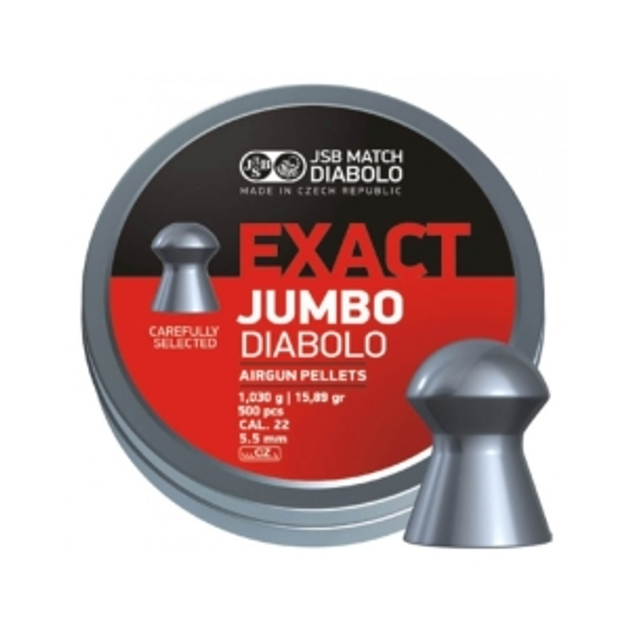 Пули пневм JSB Exact Jumbo, 5,51 мм , 1,03 г, 500 шт/уп - изображение 1