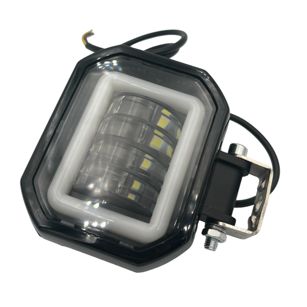 Автомобильная светодиодная дополнительная LED лед фара 4 линзы квадрат 60W с габаритом - изображение 3