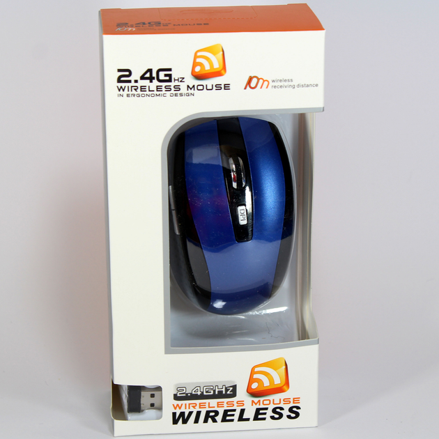 Беспроводная мышь GTM Wireless Mouse 2.4G для ноутбука/компьютера, питание от батареек Синяя - изображение 10