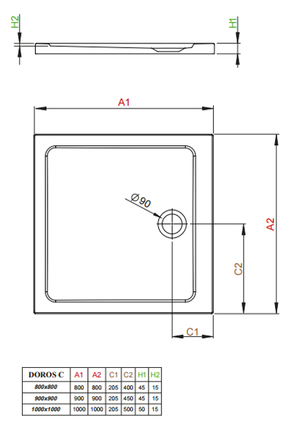 Душевой поддон RADAWAY DOROS C 90 SDRC9090-01 - изображение 3