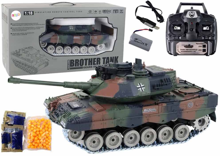 Czołg zdalnie sterowany Leantoys German Leopard RC Remote Controlled 1:18 (5905679078129) - obraz 1