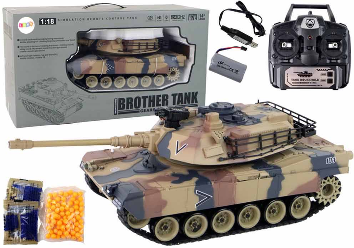 Czołg zdalnie sterowany Leantoys USA M1A2 RC Piaskowy (5905679078099) - obraz 1