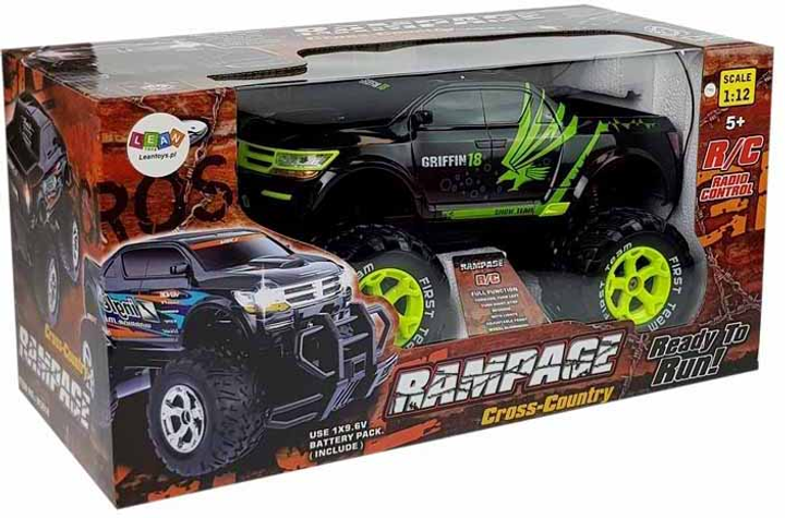 Jeep zdalnie sterowany Leantoys Rampage Czarny (5904665996553) - obraz 1