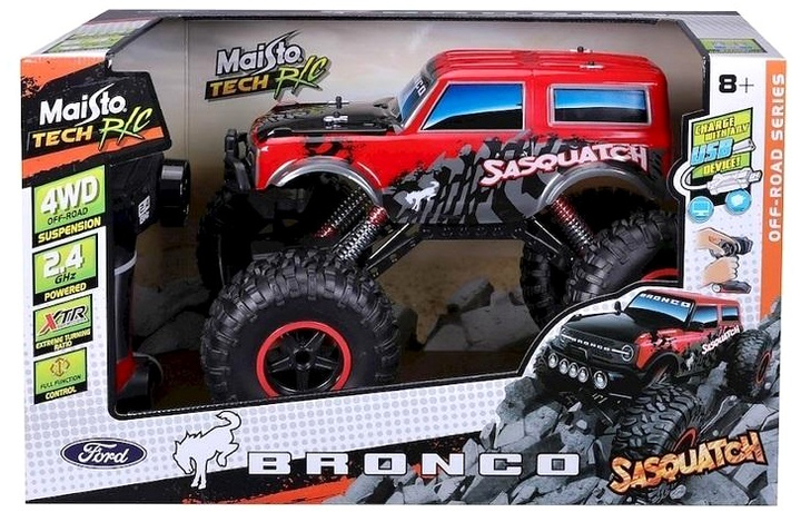 Позашляховик на радіокеруванні Maisto Ford Bronco Sasquatch 43 см Чорно-червоний (0090159813392) - зображення 1