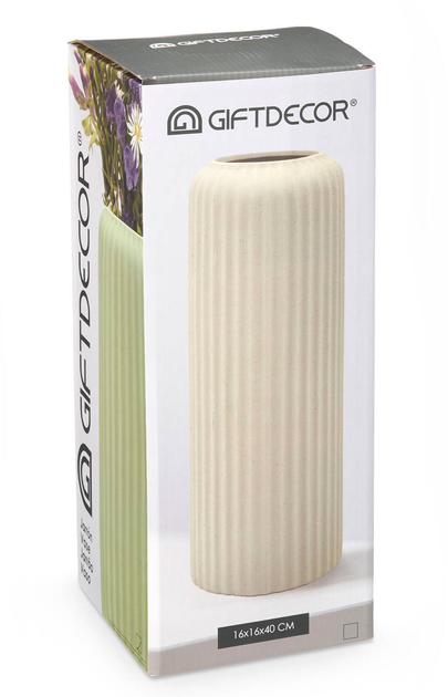 Wazon Giftdecor ceramiczny w paski Zielony 40 cm (8430852942401) - obraz 4