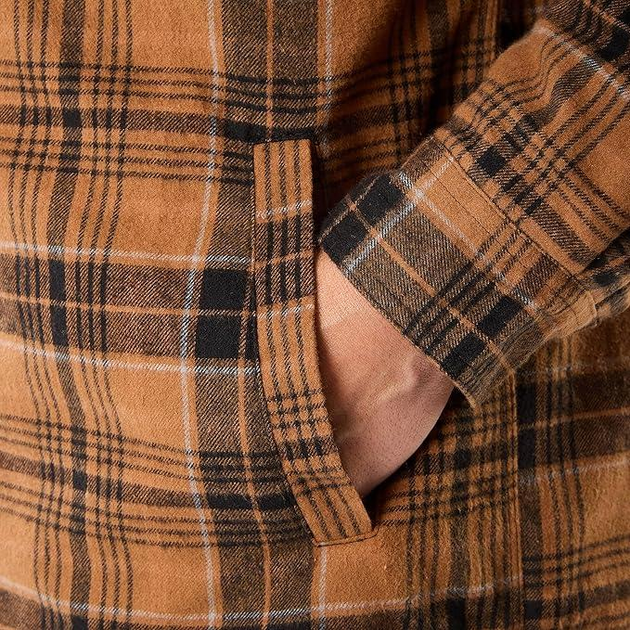 Тепла фланельна куртка-рубашка шерпа Smith's Workwear Sherpa Hooded Flannel Shirt Camel/Black S3290 2XL - изображение 6