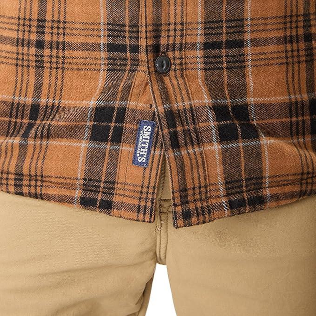 Тепла фланельна куртка-рубашка шерпа Smith's Workwear Sherpa Hooded Flannel Shirt Camel/Black S3290 2XL - изображение 7
