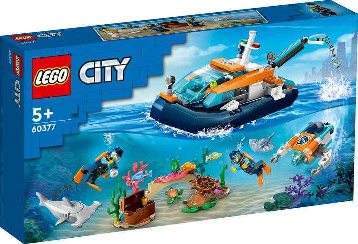 Zestaw klocków LEGO City Łódź do nurkowania badacza 182 elementy 3 szt (60377) - obraz 1