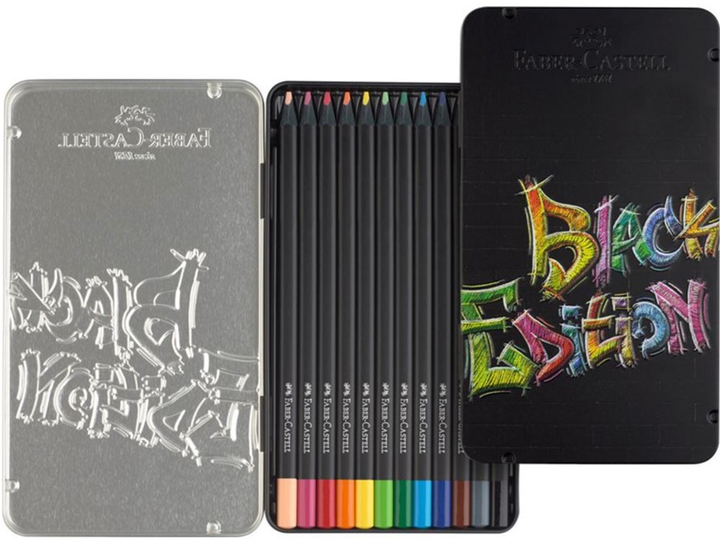 Набір кольорових олівців Faber-Castell Black Edition в металевій коробці 12 шт (4005401164135) - зображення 2