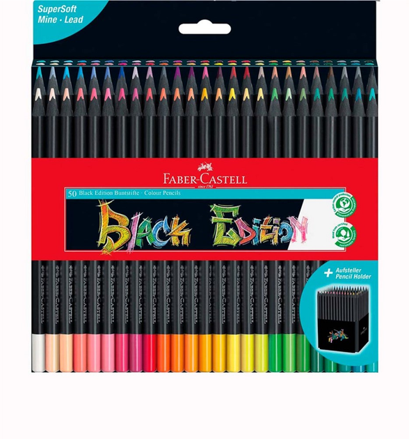 Набір кольорових олівців Faber-Castell Black Edition 50 шт (4005401164500) - зображення 1