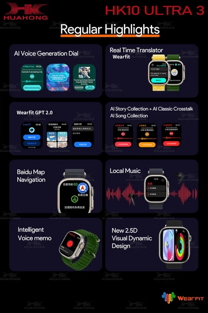 Смарт-годинник Smart Watch HK 10 Ultra 3, AMOLED 49 mm, 2 ремінці, 2024 г, укр меню Yellow - зображення 3
