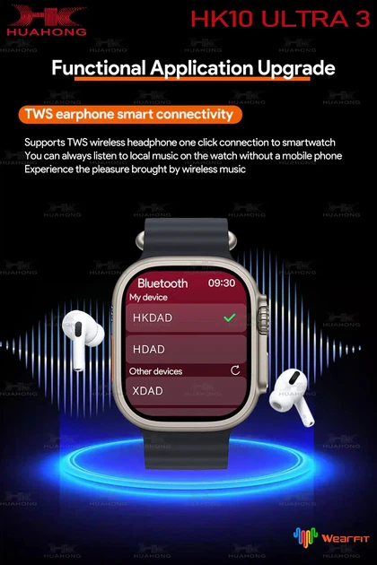 Смарт-годинник Smart Watch HK 10 Ultra 3, AMOLED 49 mm, 2 ремінці, 2024 г, укр меню Yellow - зображення 5