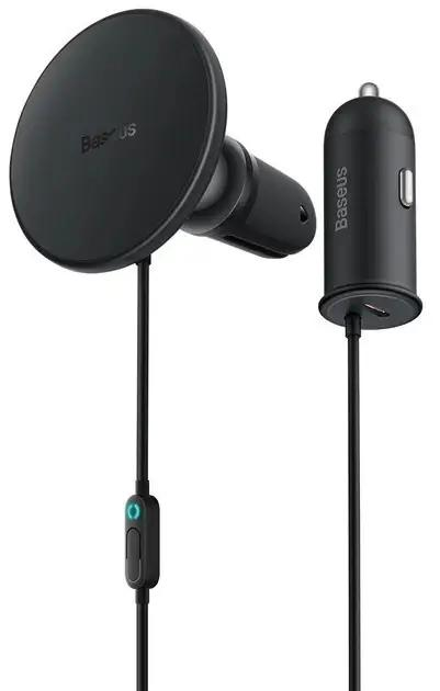 Бездротовий автомобільний зарядний пристрій Baseus CW01 MagSafe Wireless Charging 15 W (+ АЗП USB 25W) C40141000111-01 Black - зображення 3
