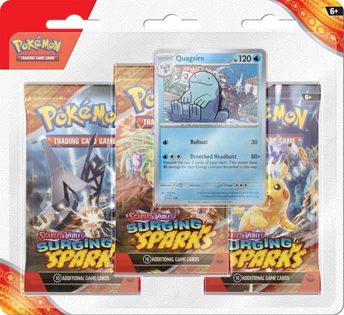 Карти для настільної гри Rebel Pokémon TCG: Scarlet & Violet - Surging Sparks - 3-Pack Blister Box 12 шт. (820650869396) - зображення 2